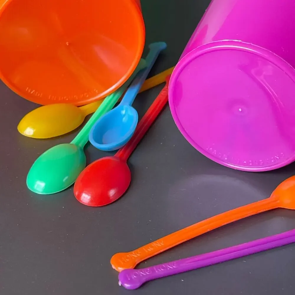 Vintage Camping Cup Set for 6 With Matching Spoons Travel Case Retro